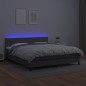 vidaXL Cama box spring colchón y LED cuero sintético gris 160x200 cm vidaXL Cama box spring colchón y LED cuero sintético gris 160x200 cm