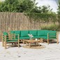 vidaXL Set de muebles de jardín 7 piezas bambú con cojines verde vidaXL Set de muebles de jardín 7 piezas bambú con cojines verde