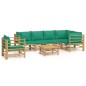 vidaXL Set de muebles de jardín 7 piezas bambú con cojines verde vidaXL Set de muebles de jardín 7 piezas bambú con cojines verde