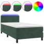 vidaXL Cama box spring colchón y LED terciopelo verde oscuro 100x200cm