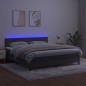 vidaXL Cama box spring colchón y LED terciopelo gris oscuro 180x200 cm