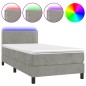 vidaXL Cama box spring colchón y LED terciopelo gris claro 90x200 cm vidaXL Cama box spring colchón y LED terciopelo gris claro 90x200 cm