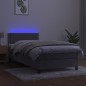 vidaXL Cama box spring colchón y LED terciopelo gris claro 90x200 cm vidaXL Cama box spring colchón y LED terciopelo gris claro 90x200 cm