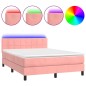 vidaXL Cama box spring colchón y LED terciopelo rosa 140x200 cm vidaXL Cama box spring colchón y LED terciopelo rosa 140x200 cm