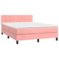 vidaXL Cama box spring colchón y LED terciopelo rosa 140x200 cm vidaXL Cama box spring colchón y LED terciopelo rosa 140x200 cm