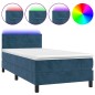 vidaXL Cama box spring colchón y LED terciopelo azul oscuro 80x200 cm vidaXL Cama box spring colchón y LED terciopelo azul oscuro 80x200 cm