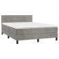 vidaXL Cama box spring colchón y LED terciopelo gris claro 140x200 cm vidaXL Cama box spring colchón y LED terciopelo gris claro 140x200 cm