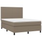 vidaXL Cama box spring colchón y luces LED tela gris taupe 140x200 cm vidaXL Cama box spring colchón y luces LED tela gris taupe 140x200 cm