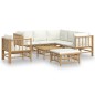 vidaXL Set de muebles de jardín 8 piezas bambú y cojines blanco crema vidaXL Set de muebles de jardín 8 piezas bambú y cojines blanco crema