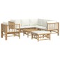 vidaXL Set de muebles de jardín 8 piezas bambú y cojines blanco crema vidaXL Set de muebles de jardín 8 piezas bambú y cojines blanco crema
