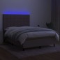 vidaXL Cama box spring colchón y luces LED tela gris taupe 140x190 cm