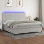 vidaXL Cama box spring con colchón tela y LED gris claro 200x200 cm vidaXL Cama box spring con colchón tela y LED gris claro 200x200 cm