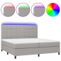 vidaXL Cama box spring con colchón tela y LED gris claro 200x200 cm vidaXL Cama box spring con colchón tela y LED gris claro 200x200 cm