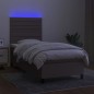 vidaXL Cama box spring colchón y luces LED tela gris taupe 90x200 cm vidaXL Cama box spring colchón y luces LED tela gris taupe 90x200 cm