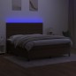 vidaXL Cama box spring colchón luces LED tela marrón oscuro 180x200cm vidaXL Cama box spring colchón luces LED tela marrón oscuro 180x200cm