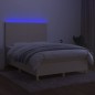 vidaXL Cama box spring colchón y luces LED tela crema 140x190 cm vidaXL Cama box spring colchón y luces LED tela crema 140x190 cm