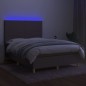 vidaXL Cama box spring colchón y luces LED tela gris taupe 140x200 cm vidaXL Cama box spring colchón y luces LED tela gris taupe 140x200 cm