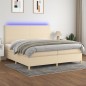 vidaXL Cama box spring colchón y luces LED tela crema 200x200 cm vidaXL Cama box spring colchón y luces LED tela crema 200x200 cm