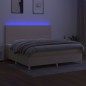 vidaXL Cama box spring colchón y luces LED tela crema 200x200 cm vidaXL Cama box spring colchón y luces LED tela crema 200x200 cm