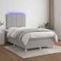 vidaXL Cama box spring con colchón tela y LED gris claro 120x200 cm vidaXL Cama box spring con colchón tela y LED gris claro 120x200 cm