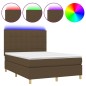 vidaXL Cama box spring colchón luces LED tela marrón oscuro 140x200cm vidaXL Cama box spring colchón luces LED tela marrón oscuro 140x200cm