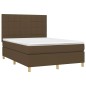 vidaXL Cama box spring colchón luces LED tela marrón oscuro 140x200cm vidaXL Cama box spring colchón luces LED tela marrón oscuro 140x200cm