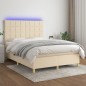 vidaXL Cama box spring colchón y luces LED tela crema 140x200 cm vidaXL Cama box spring colchón y luces LED tela crema 140x200 cm