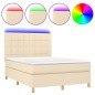 vidaXL Cama box spring colchón y luces LED tela crema 140x200 cm vidaXL Cama box spring colchón y luces LED tela crema 140x200 cm