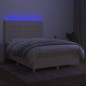 vidaXL Cama box spring colchón y luces LED tela crema 140x200 cm vidaXL Cama box spring colchón y luces LED tela crema 140x200 cm
