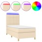 vidaXL Cama box spring colchón y luces LED tela color crema 90x190 cm vidaXL Cama box spring colchón y luces LED tela color crema 90x190 cm