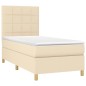 vidaXL Cama box spring colchón y luces LED tela color crema 90x190 cm vidaXL Cama box spring colchón y luces LED tela color crema 90x190 cm
