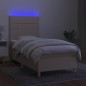 vidaXL Cama box spring colchón y luces LED tela color crema 90x190 cm vidaXL Cama box spring colchón y luces LED tela color crema 90x190 cm