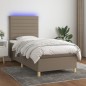 vidaXL Cama box spring colchón y luces LED tela gris taupe 90x200 cm vidaXL Cama box spring colchón y luces LED tela gris taupe 90x200 cm