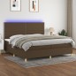 vidaXL Cama box spring colchón luces LED tela marrón oscuro 200x200 cm vidaXL Cama box spring colchón luces LED tela marrón oscuro 200x200 cm