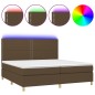vidaXL Cama box spring colchón luces LED tela marrón oscuro 200x200 cm vidaXL Cama box spring colchón luces LED tela marrón oscuro 200x200 cm