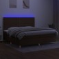 vidaXL Cama box spring colchón luces LED tela marrón oscuro 200x200 cm vidaXL Cama box spring colchón luces LED tela marrón oscuro 200x200 cm