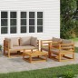 vidaXL Set muebles de jardín 5 pzas madera maciza y cojines gris taupé vidaXL Set muebles de jardín 5 pzas madera maciza y cojines gris taupé