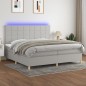 vidaXL Cama box spring con colchón tela y LED gris claro 200x200 cm vidaXL Cama box spring con colchón tela y LED gris claro 200x200 cm