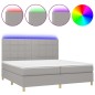 vidaXL Cama box spring con colchón tela y LED gris claro 200x200 cm vidaXL Cama box spring con colchón tela y LED gris claro 200x200 cm