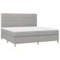vidaXL Cama box spring con colchón tela y LED gris claro 200x200 cm vidaXL Cama box spring con colchón tela y LED gris claro 200x200 cm