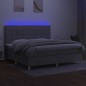 vidaXL Cama box spring con colchón tela y LED gris claro 200x200 cm vidaXL Cama box spring con colchón tela y LED gris claro 200x200 cm