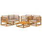 vidaXL Set muebles de jardín 5 pzas madera maciza y cojines gris taupé vidaXL Set muebles de jardín 5 pzas madera maciza y cojines gris taupé