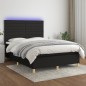 vidaXL Cama box spring colchón y luces LED tela negro 140x190 cm vidaXL Cama box spring colchón y luces LED tela negro 140x190 cm