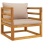 vidaXL Set muebles de jardín 5 pzas madera maciza y cojines gris taupé vidaXL Set muebles de jardín 5 pzas madera maciza y cojines gris taupé