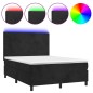 vidaXL Cama box spring colchón y LED terciopelo negro 140x190 cm