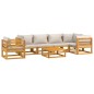 vidaXL Set muebles de jardín 7 pzas madera maciza y cojines gris claro vidaXL Set muebles de jardín 7 pzas madera maciza y cojines gris claro