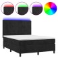 vidaXL Cama box spring colchón y LED terciopelo negro 140x200 cm vidaXL Cama box spring colchón y LED terciopelo negro 140x200 cm