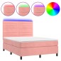 vidaXL Cama box spring colchón y LED terciopelo rosa 140x190 cm vidaXL Cama box spring colchón y LED terciopelo rosa 140x190 cm
