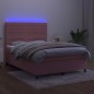 vidaXL Cama box spring colchón y LED terciopelo rosa 140x190 cm vidaXL Cama box spring colchón y LED terciopelo rosa 140x190 cm