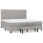vidaXL Cama box spring con colchón tela gris claro 200x200 cm